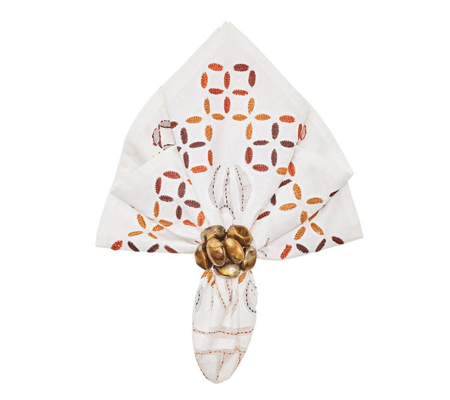 Malta Napkin in White & Brown, Set of 4 by Kim Seybert at Fig Linens and Home 1