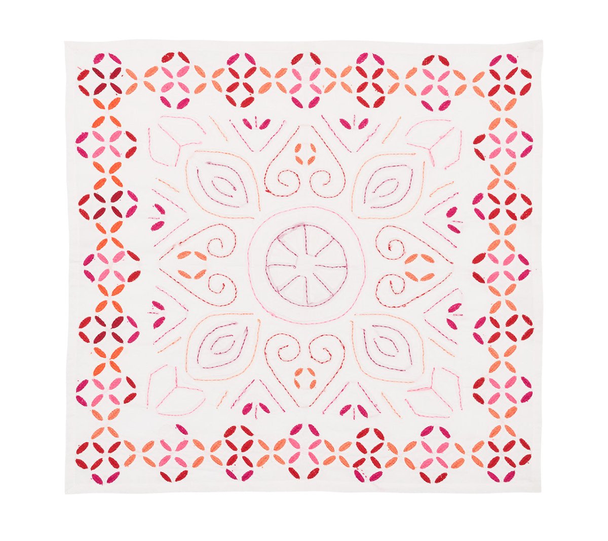 Malta Napkin in White, Pink & Orange by Kim Seybert at Fig Linens and Home 5