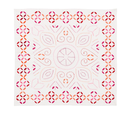 Malta Napkin in White, Pink & Orange by Kim Seybert at Fig Linens and Home 5