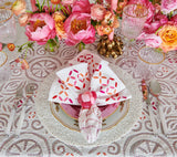 Malta Napkin in White, Pink & Orange by Kim Seybert at Fig Linens and Home 2