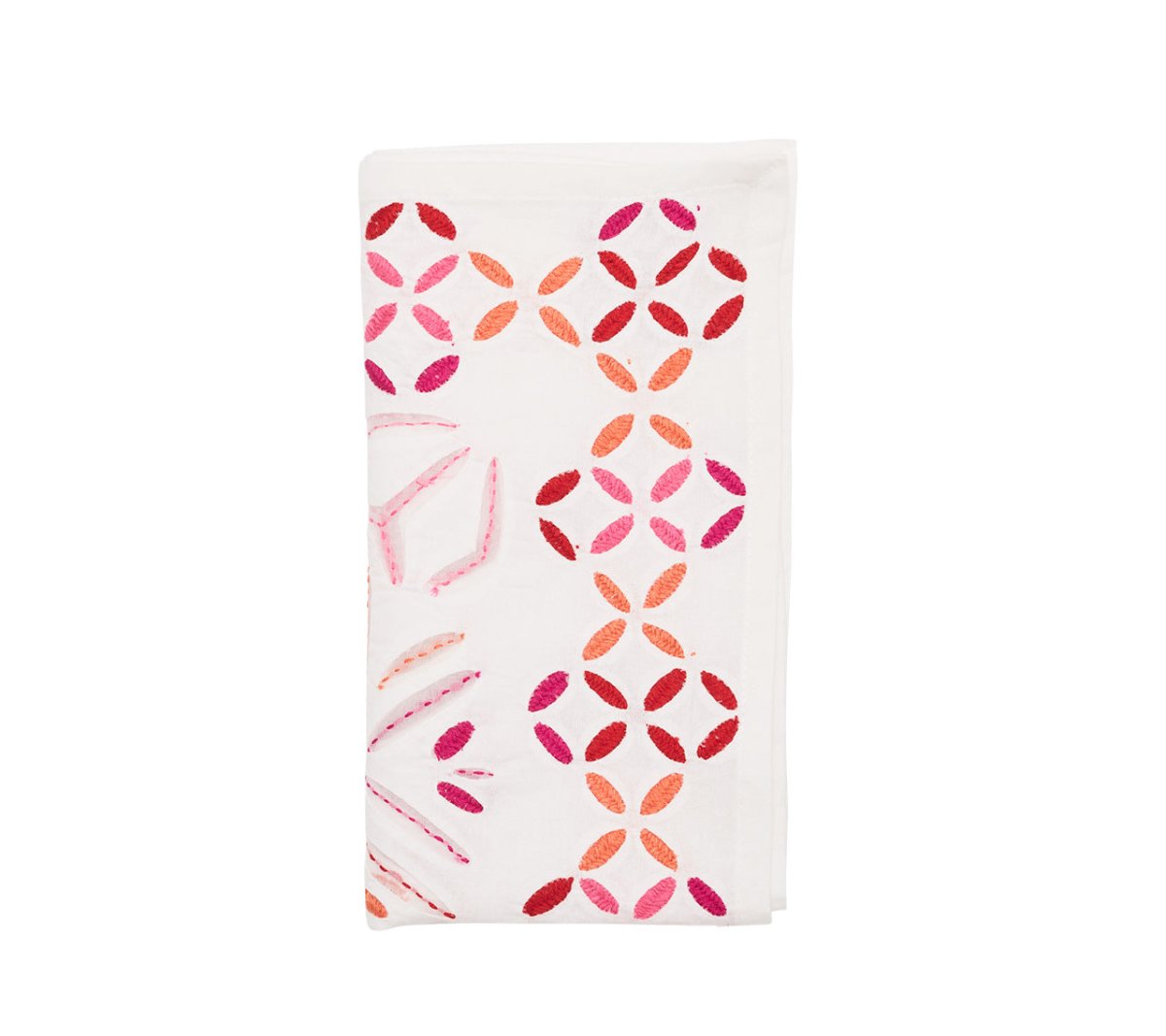 Malta Napkin in White, Pink & Orange by Kim Seybert at Fig Linens and Home 3