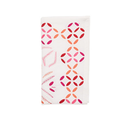 Malta Napkin in White, Pink & Orange by Kim Seybert at Fig Linens and Home 3