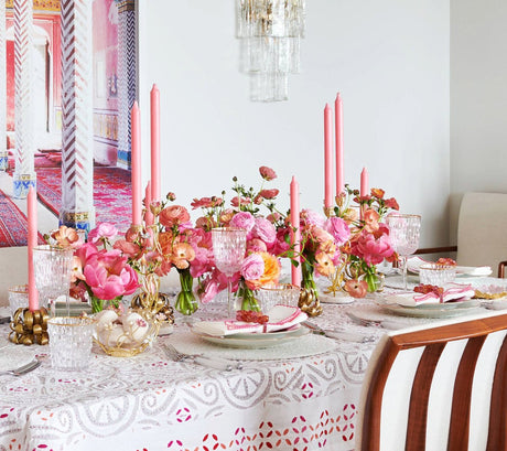 Malta Tablecloth in White, Pink & Orange by Kim Seybert at Fig Linens and Home 2