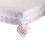 Malta Tablecloth in White, Pink & Orange by Kim Seybert at Fig Linens and Home 1