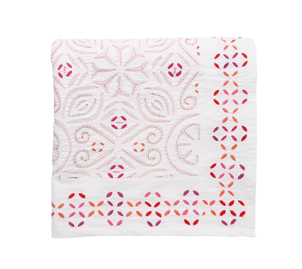 Malta Tablecloth in White, Pink & Orange by Kim Seybert at Fig Linens and Home 4