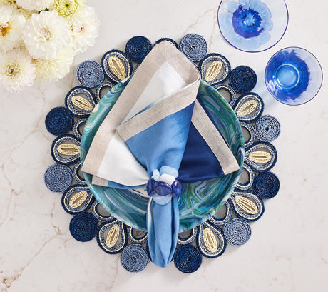 Marisol Placemat in Navy & Blue Set of 4 by Kim Seybert - Lifestyle at Fig Linens and Home 1