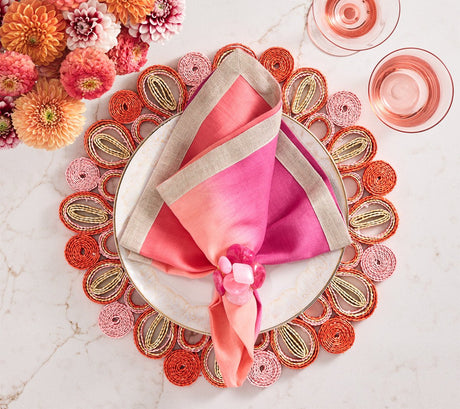 Marisol Placemat in Pink & Orange | Kim Seybert Placemats at Fig Linens and Home - Lifestyle 2