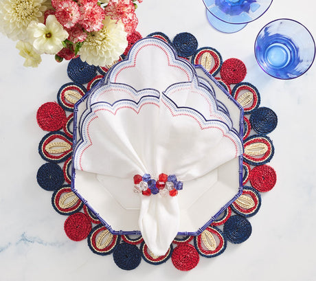 Marisol Placemat in Red, White & Blue Set of 4 by Kim Seybert - Patriotic Table Linens 2