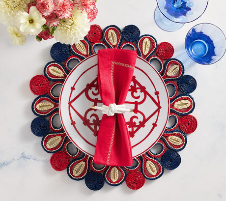 Marisol Placemat in Red, White & Blue Set of 4 by Kim Seybert - Patriotic Table Linens 5