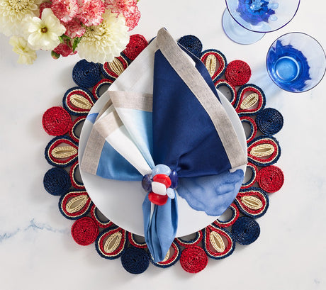 Marisol Placemat in Red, White & Blue Set of 4 by Kim Seybert - Patriotic Table Linens 1