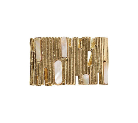 Matrix Napkin Ring in Gold Set of 4 by Kim Seybert at Fig Linens and Home - Front View