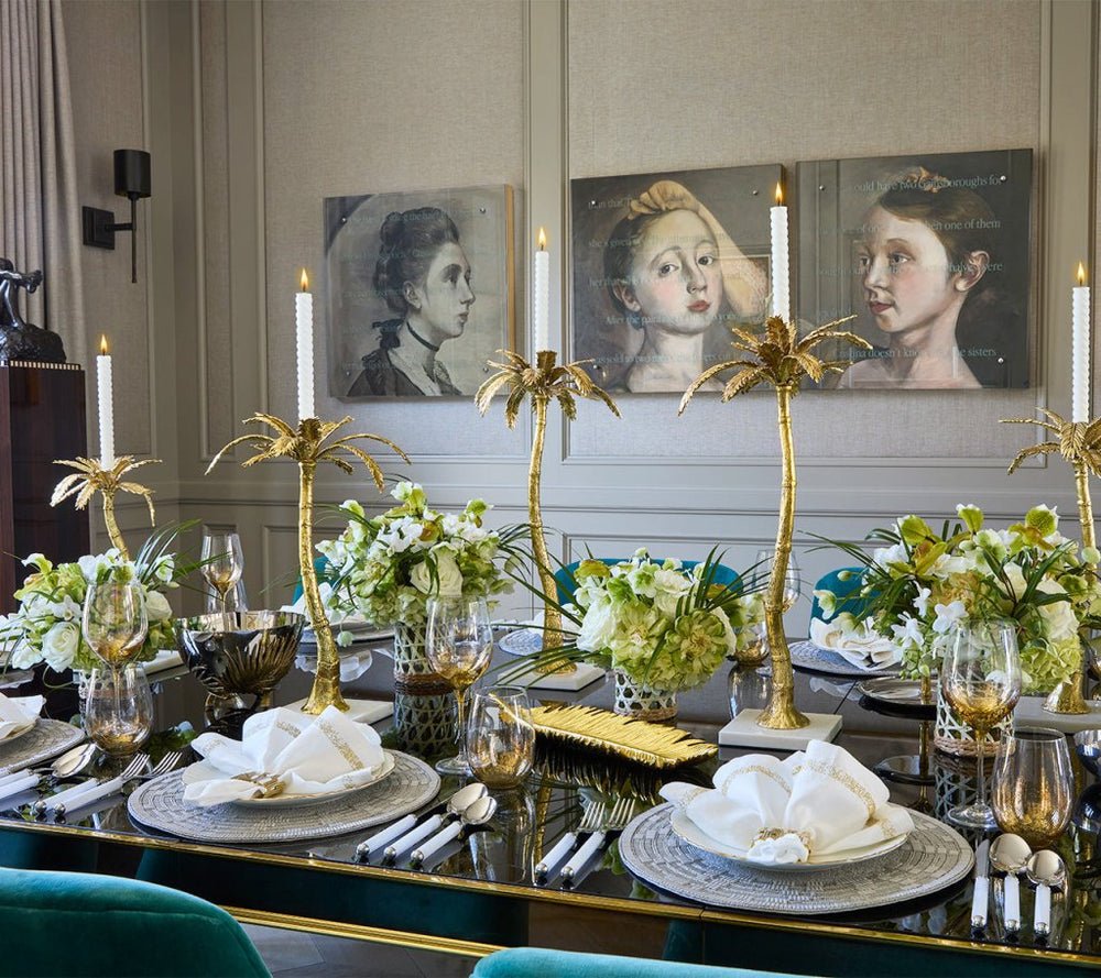 Matrix Napkin Ring in Gold Set of 4 by Kim Seybert at Fig Linens and Home - Lifestyle 2
