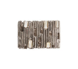 Matrix Napkin Ring in Silver Set of 4 by Kim Seybert at Fig Linens and Home - Front View 1