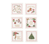 Merry and Bright Cocktail Napkin in White, Red & Green, Set of 6 in a Gift Box Kim Seybert