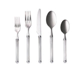 Mirage 5-Piece Place Setting in White & Silver by Kim Seybert at Fig Linens and Home - View 1