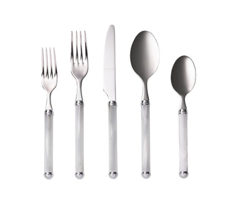 Mirage 5-Piece Place Setting in White & Silver by Kim Seybert at Fig Linens and Home - View 1