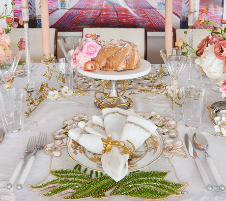Mirage 5-Piece Place Setting in White & Silver by Kim Seybert at Fig Linens and Home - View 3