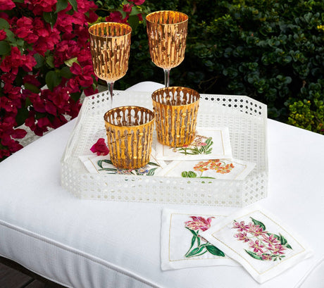 Kim Seybert Orchid Cocktail Napkins Set of 6 at Fig Linens and Home - Lifestyle 1