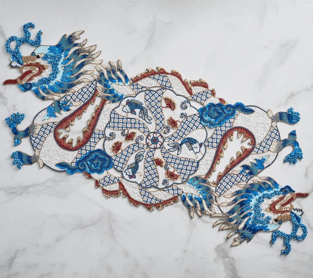 Orient Table Runner - Chinoiserie Dragon Runner by Kim Seybert at Fig Linens and Home 3
