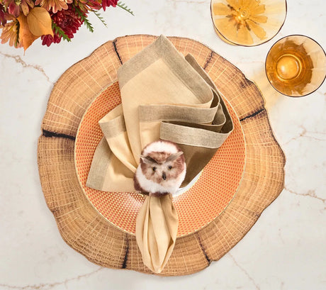 Owl White/Brown Napkin Ring Detail 2 | Kim Seybert at Fig Linens and Home