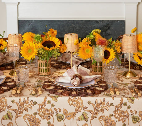 Paisley Vine Beige/Multi Table Cloth Detail 2 | Kim Seybert at Fig Linens and Home