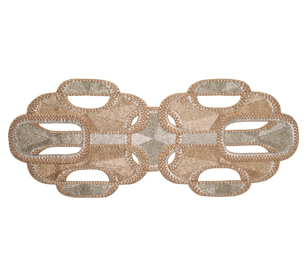 Palisade Table Runner in Gold Silver Kim Seybert Figlinensandhome 1