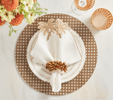 Palmera Napkins in White, Natural & Gold Set of 4 by Kim Seybert at Fig Linens and Home - View 3