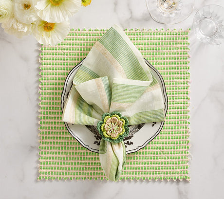 Pareo Napkin Ring in Lime & Green | Kim Seybert at Fig Linens and Home - Lifestyle View 2
