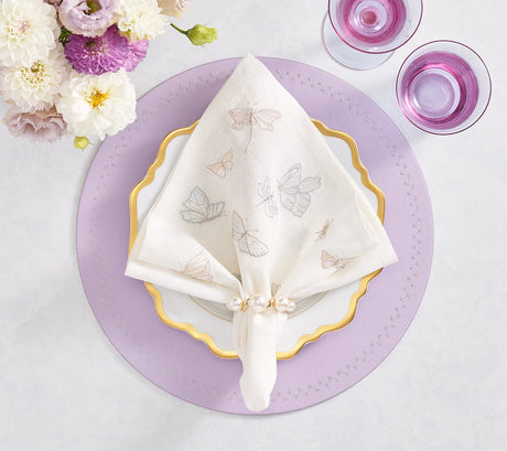 Pearl Drift Napkin Ring in Pearl & Gold Set of 4 by Kim Seybert at Fig Linens and Home 5