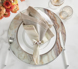 Pearl Napkin Ring in Gray & Silver Set of 4 by Kim Seybert - Lifestyle 2