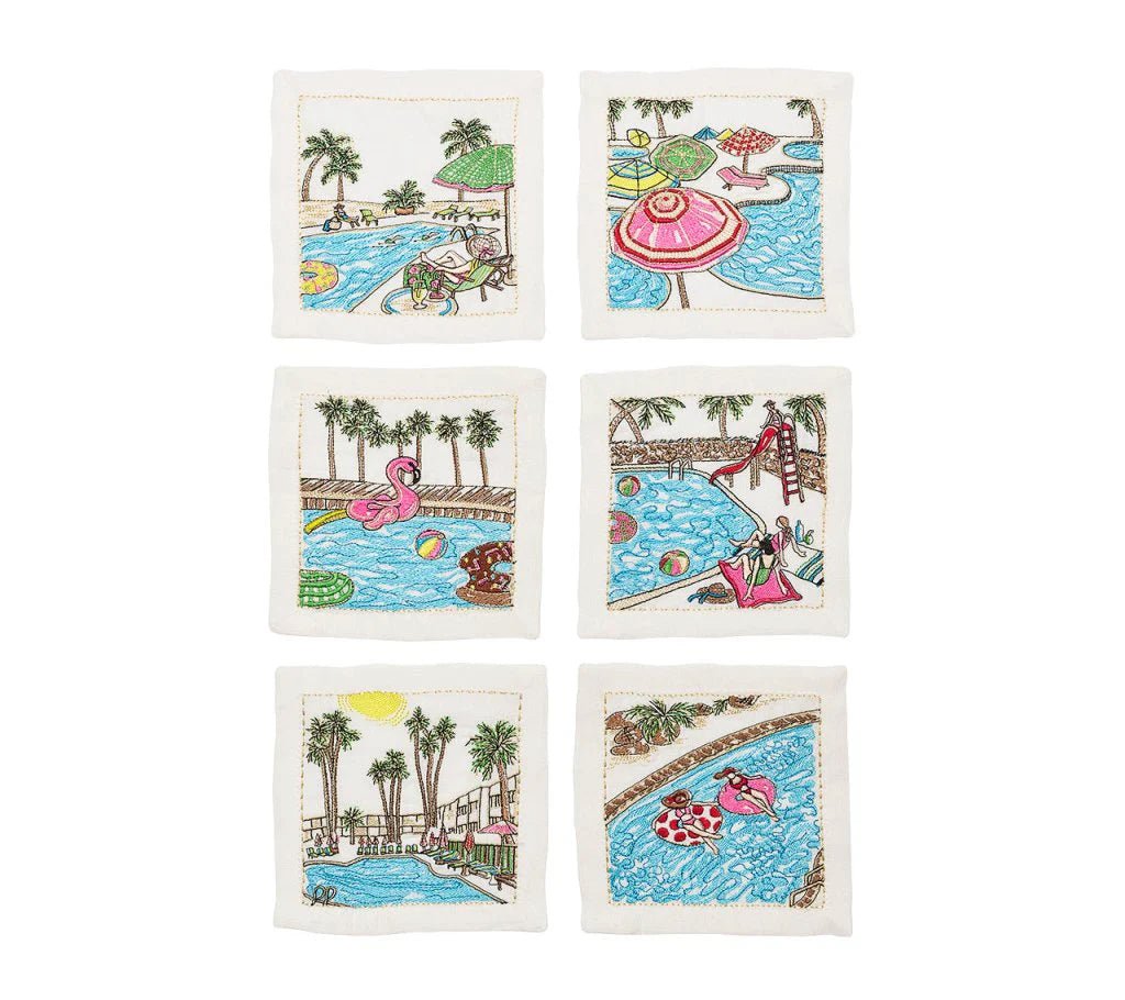 Pool Day Cocktail Napkins Set of 6 in Gift Box by Kim Seybert at Fig Linens and Home - View 3