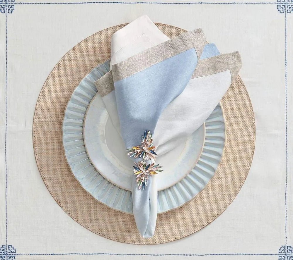 Kim Seybert Portofino Placemat in Natural Set of 4 at Fig Linens and Home - Lifestyle View