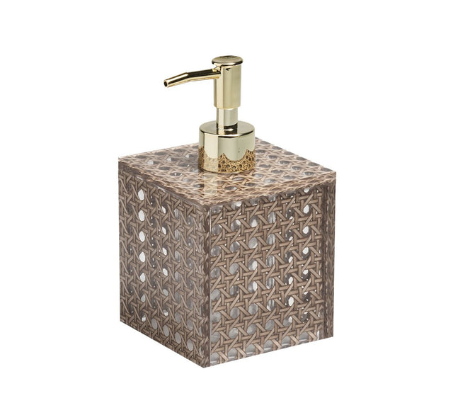 Reed Soap Dispenser in Brown Kim Seybert Brown 3.5"L x 3.5"W x 6.5"H at FIG LINENS AND HOME 1