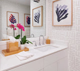 Kim Seybert Reed Vanity Tray at Fig Linens and Home - Lifestyle Image in Bathroom