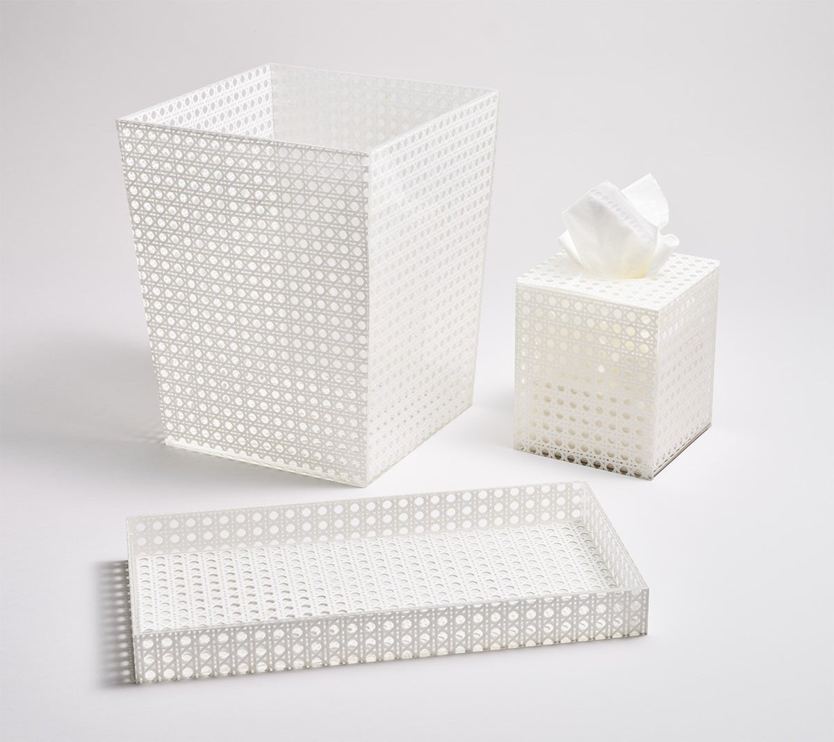 Reed Waste Basket in White by Kim Seybert at Fig Linens and Home - View 2