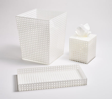 Reed Waste Basket in White by Kim Seybert at Fig Linens and Home - View 2