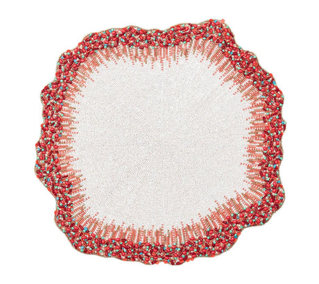 Reef Chic Placemat in White, Coral & Turquoise Set of 2 by Kim Seybert at Fig Linens and Home