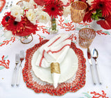 Reef Chic Placemat in White, Coral & Turquoise Set of 2 by Kim Seybert at Fig Linens and Home 4