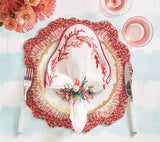 Reef Chic Placemat in White, Coral & Turquoise Set of 2 by Kim Seybert at Fig Linens and Home 3