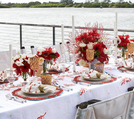 Reef Chic Placemat in White, Coral & Turquoise Set of 2 by Kim Seybert at Fig Linens and Home 5