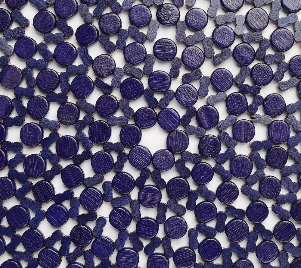 Round Bamboo Placemats in Navy Blue | Kim Seybert at Fig Linens and Home Detail View