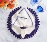 Round Bamboo Placemats in Navy Blue | Kim Seybert at Fig Linens and Home View 3