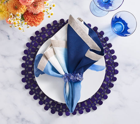 Round Bamboo Placemats in Navy Blue | Kim Seybert at Fig Linens and Home View 2