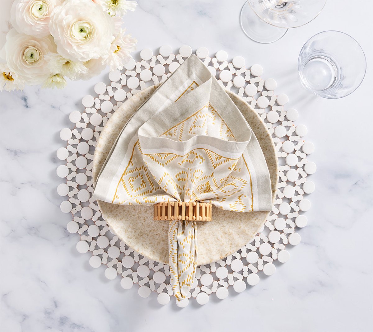 Round Bamboo Placemat in White Set of 4 by Kim Seybert at Fig Linens and Home - Image 12