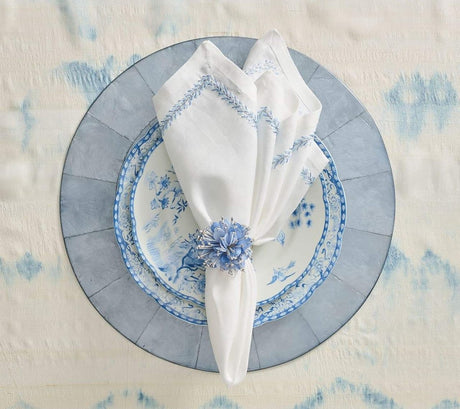 Round Capiz Periwinkle Placemat Detail 2 | Kim Seybert at Fig Linens and Home