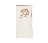 Royal Palm Napkin in White & Brown Set of 4 by Kim Seybert at Fig Linens and Home - Folded