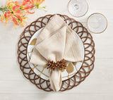 Royal Palm Napkin Ring in Brown & Gold Set of 4 by Kim Seybert at Fig Linens and Home - Lifestyle 3