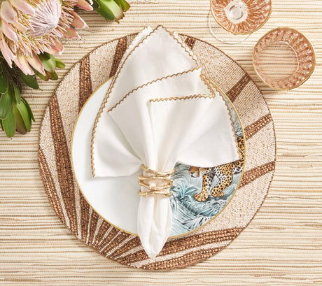 Kim Seybert Placemats Lifestyle View 5 - Royal Palm in Natural & Brown at Fig Linens and Home