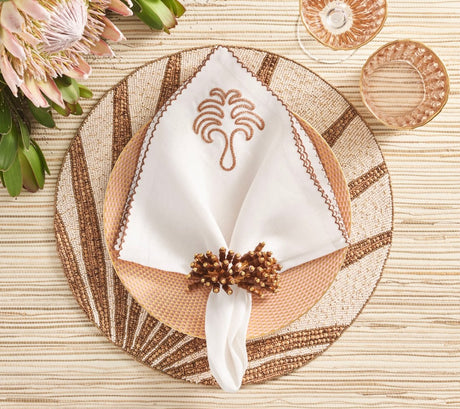 Kim Seybert Placemats Lifestyle View 3 - Royal Palm in Natural & Brown at Fig Linens and Home
