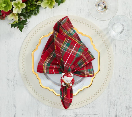 Santa Red/White Napkin Ring Detail 2 | Kim Seybert at Fig Linens and Home